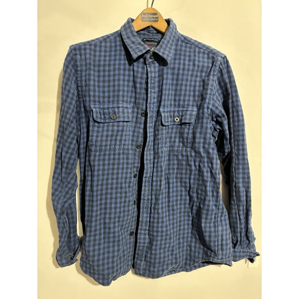 Old Navy Vintage Flannel Blue Plaid Long Sleeve‎ Mens Medium Casual